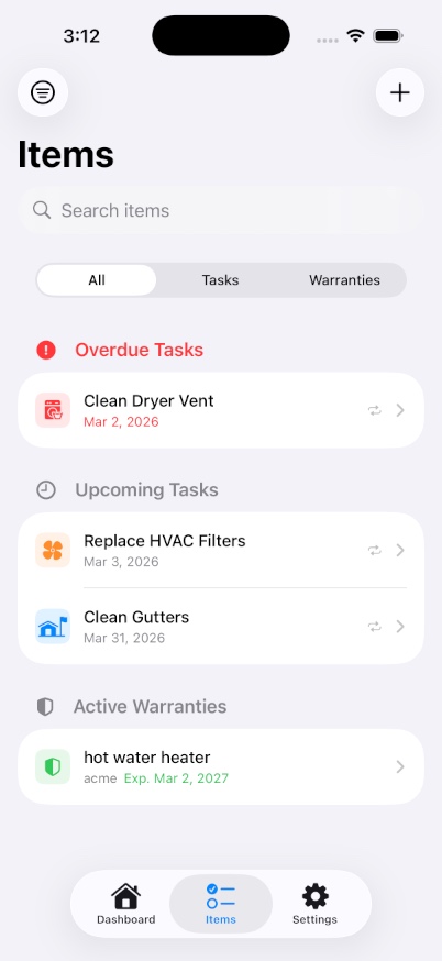 Upkeep Item Upkeepit – Never Forget Home Maintenance